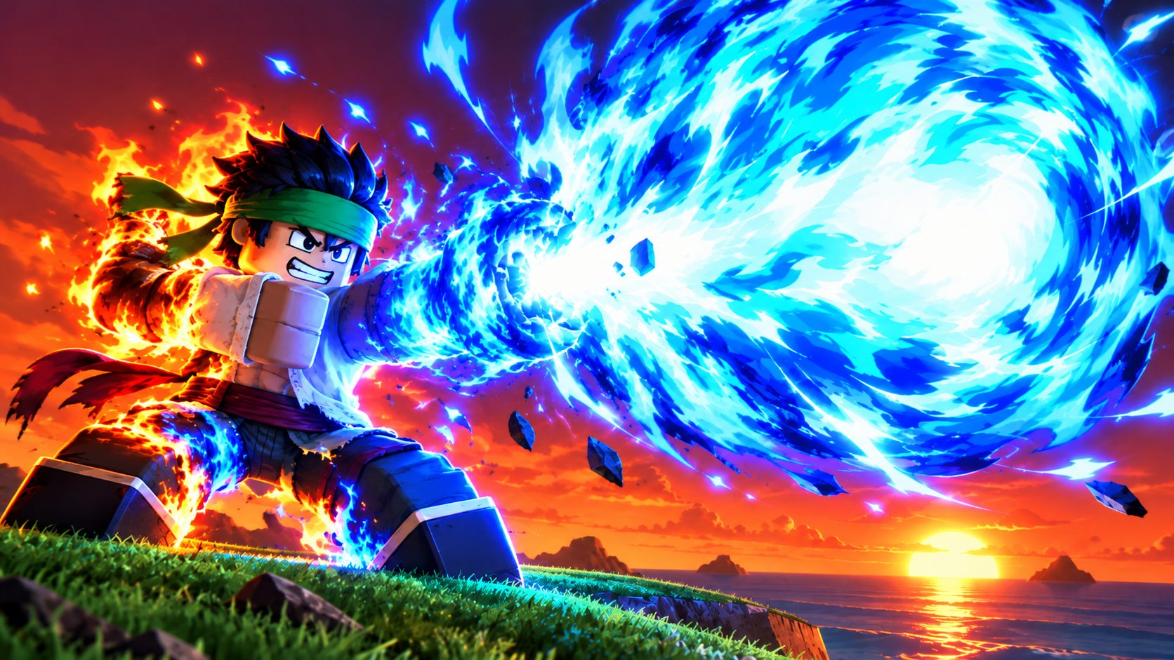 Blox Fruits Flame bekommen: Spieler wirft erweckte blaue Feuerkugel