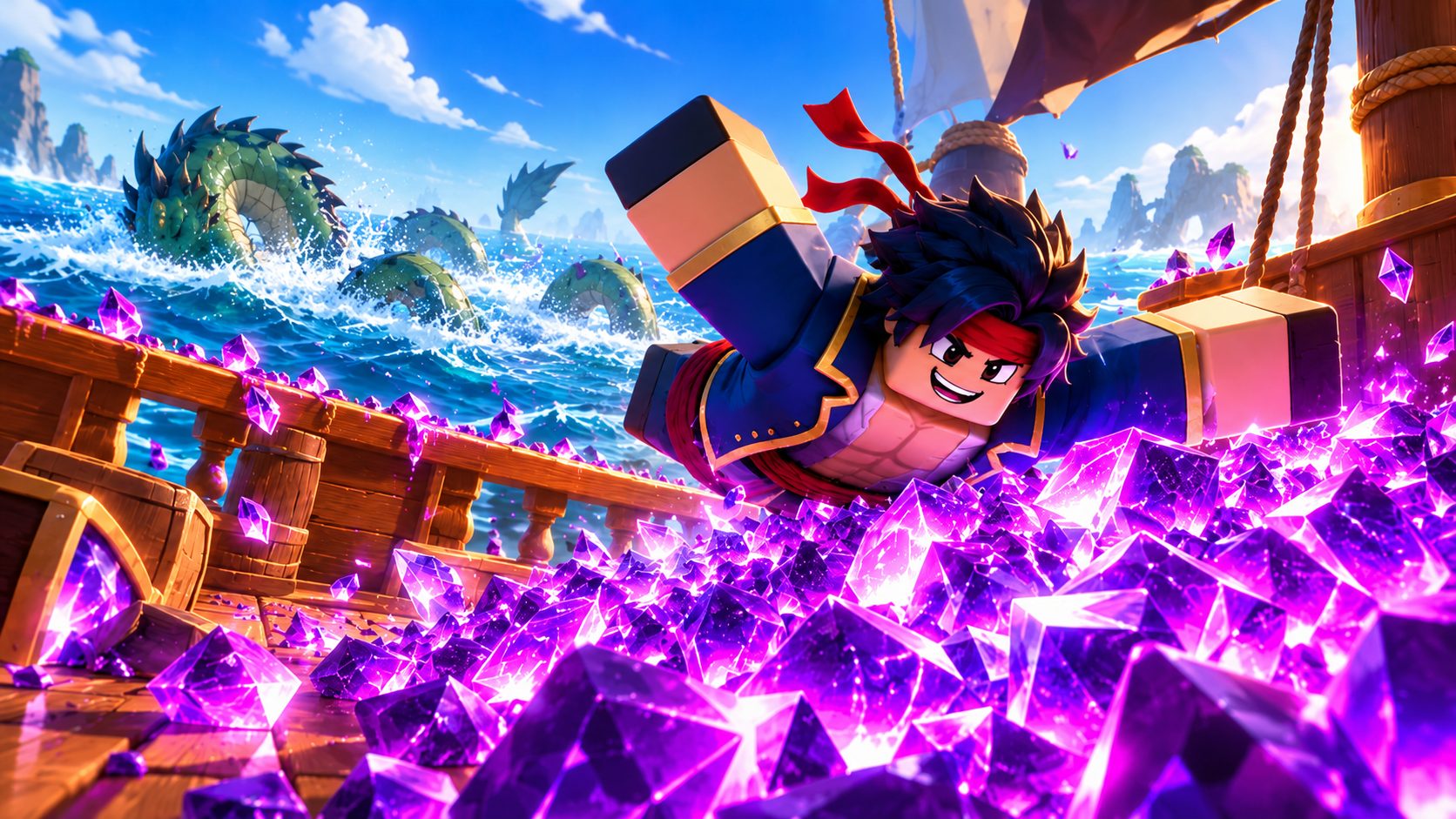 Blox Fruits Fragmente farmen: Pirat mit einem Berg lila Fragmente