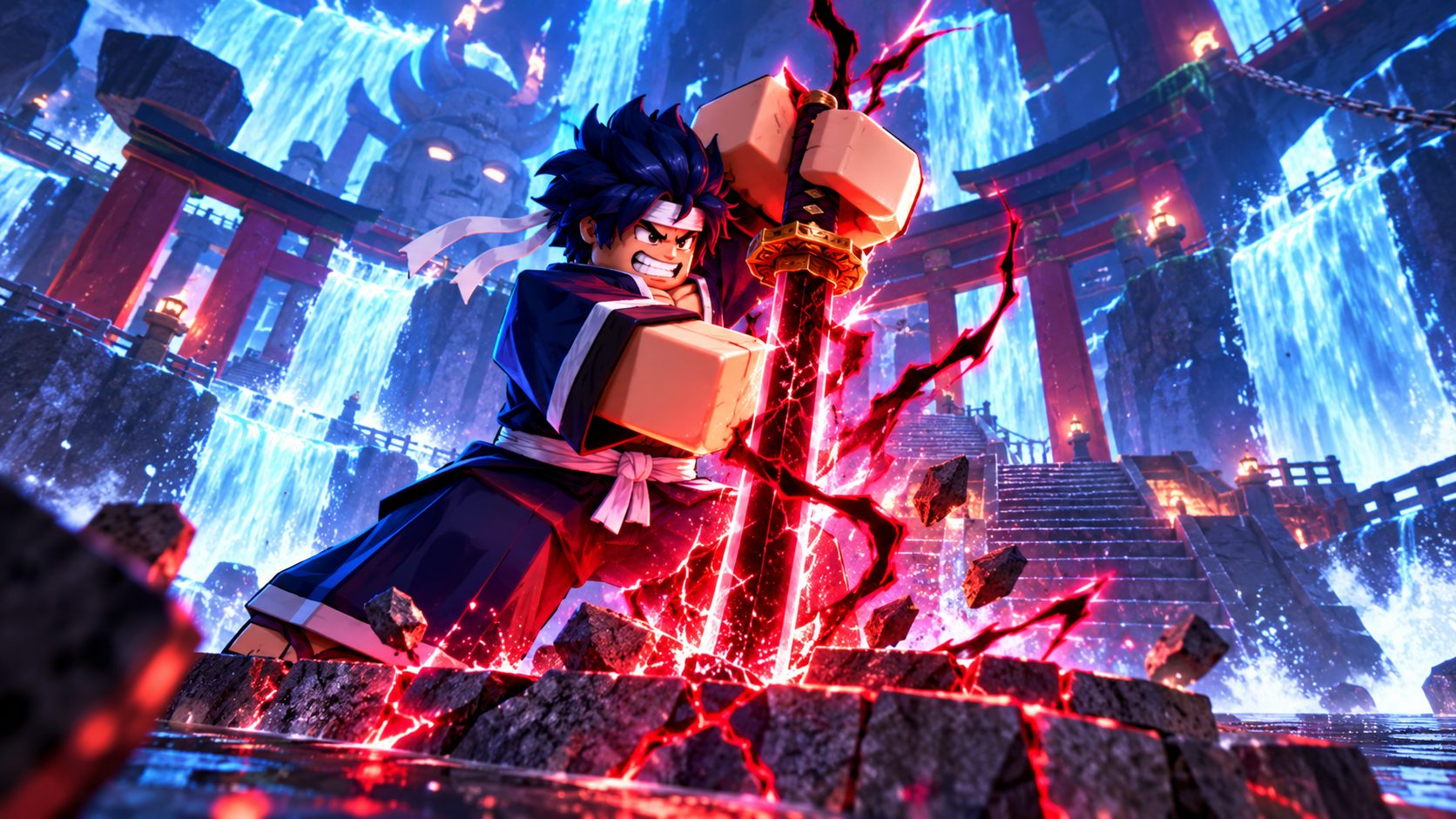 Blox Fruits Yama: Spieler zieht das Schwert im Secret Temple
