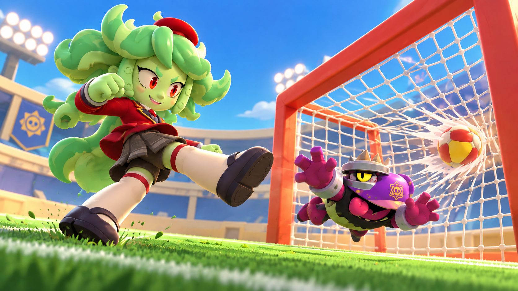 Brawl Stars beste Brawler für jeden Modus: Cosmo schießt in Brawl Ball ein Tor