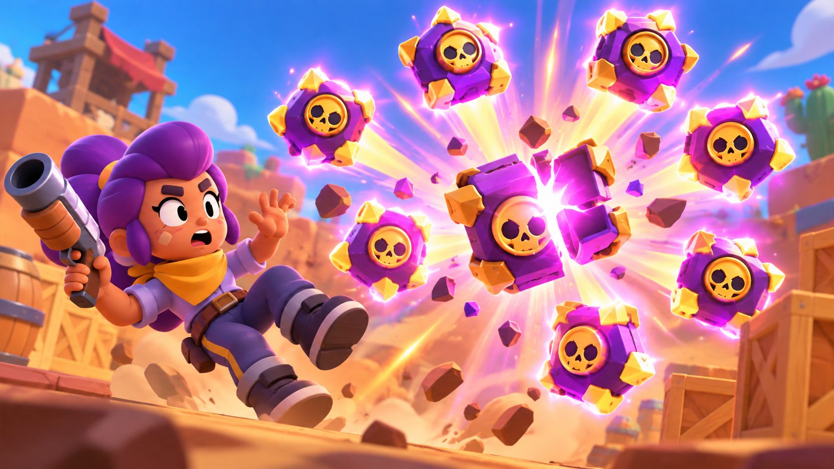 Brawl Stars Chaos Drops: ein Chaos Drop teilt sich in acht leuchtende Drops