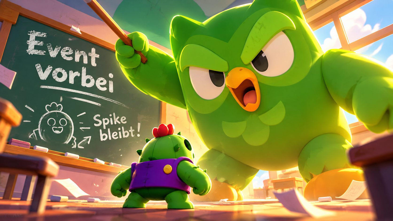Brawl Stars Duolingo Collab mit Spike gegen Mega Boss Duo