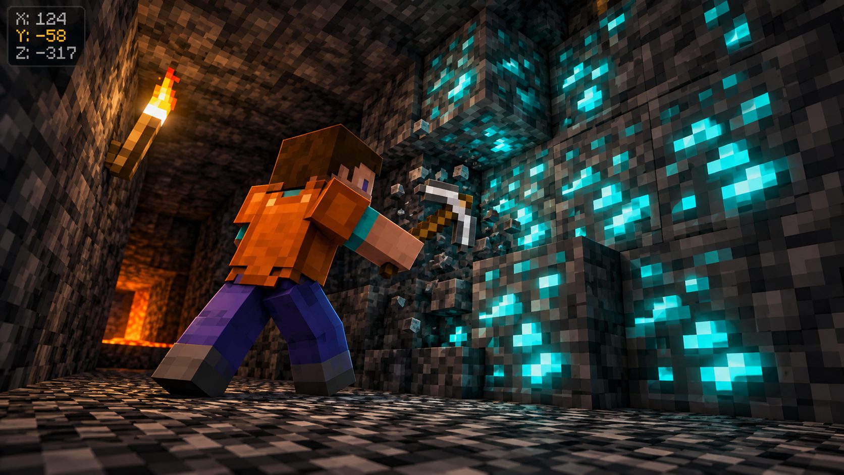 Minecraft Diamanten finden: Tiefenschiefer-Diamanterz auf Y -58