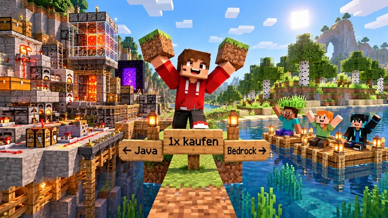 Bei Minecraft Java oder Bedrock zahlst du am PC nur einmal