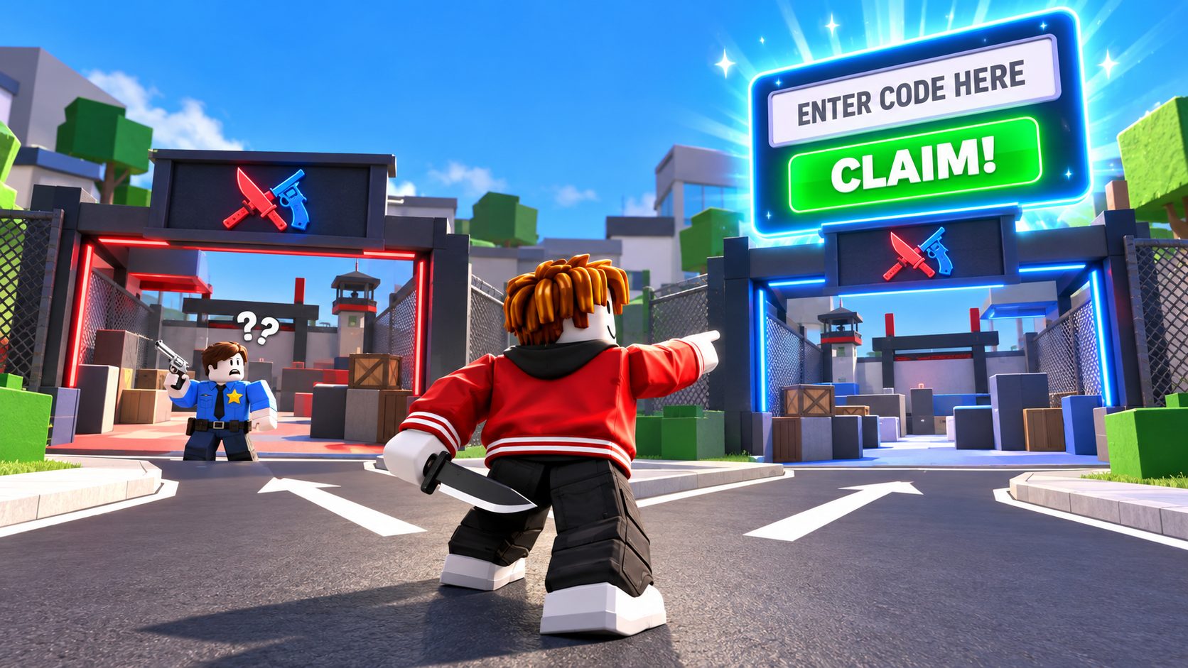 Murderers vs Sheriffs Codes in Roblox: zwei Duell-Arenen, nur eine mit Codefeld