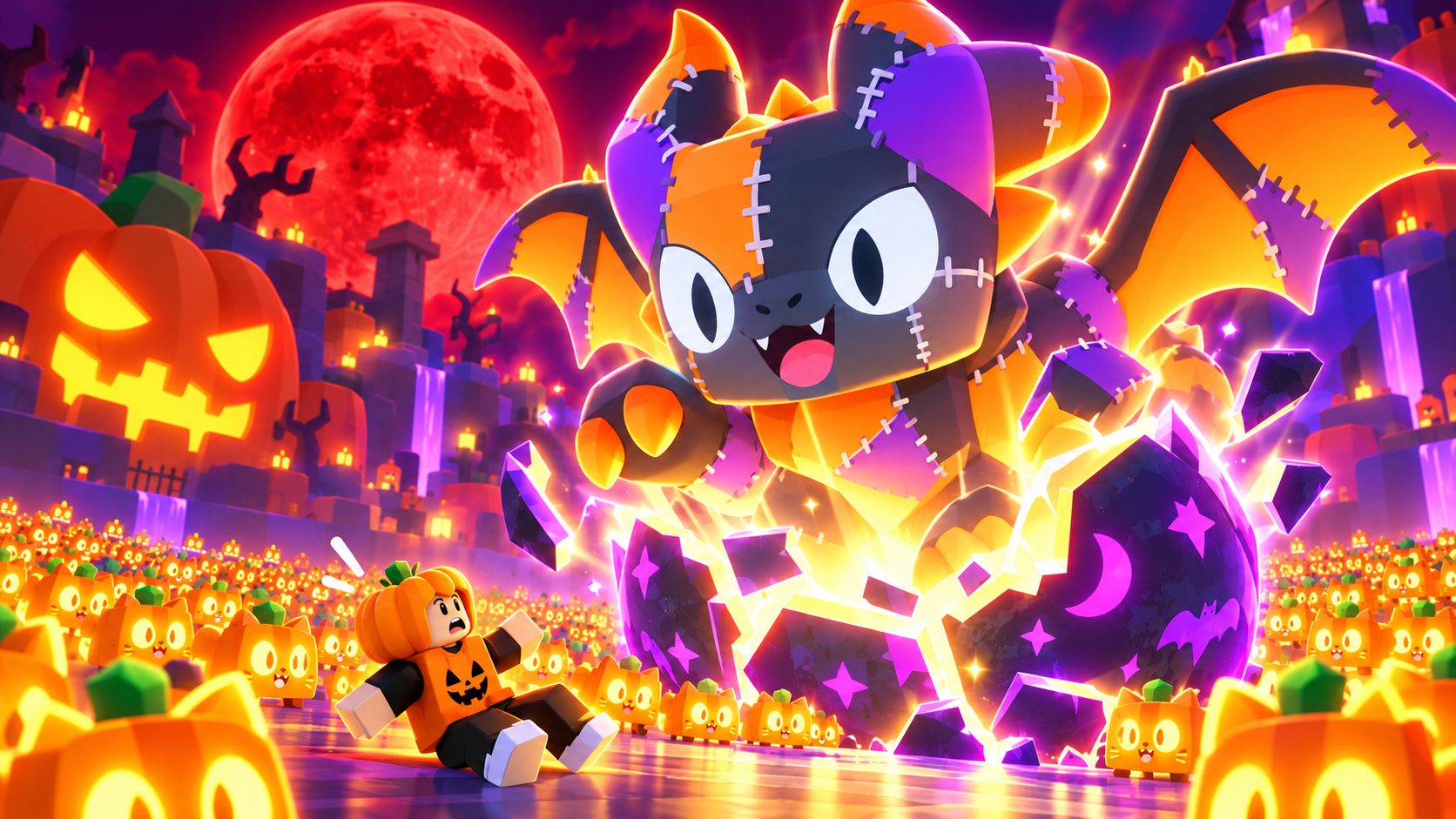 Pet Simulator 99 Halloween Hatch Wars in Roblox mit Witching Egg und Riesenkürbis