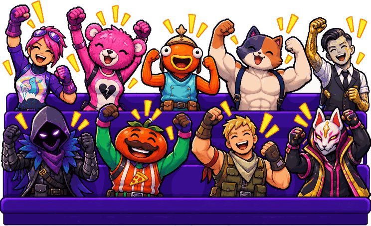 Crowd of Fortnite characters