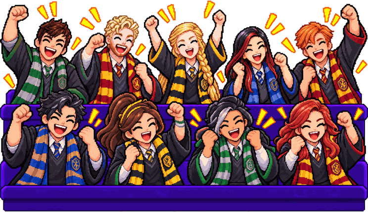 Crowd of Hogwarts Mystery characters