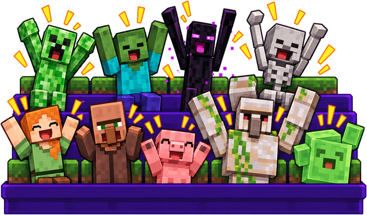 Crowd of Minecraft mobs