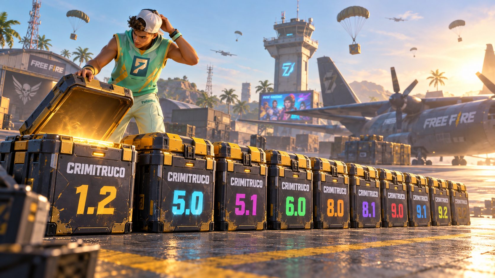 Crimitruco APK Free Fire crates with different version numbers