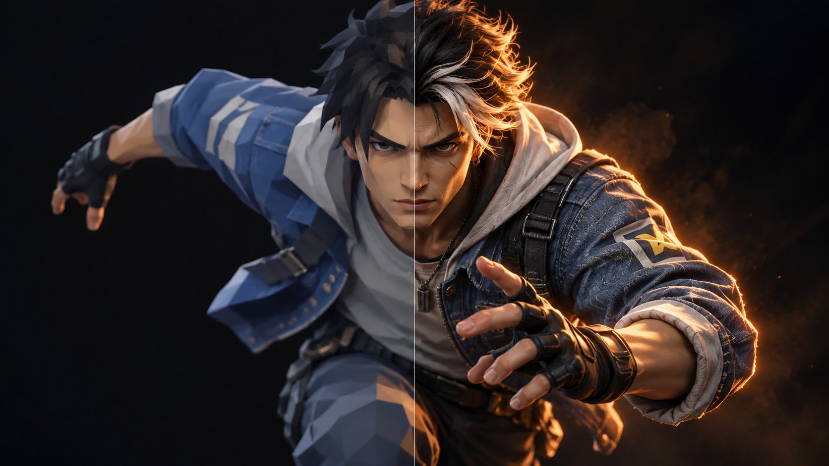 Free Fire MAX vs Free Fire graphics comparison on the same character