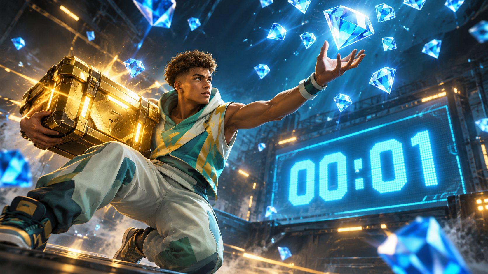 Free Fire top up event with Diamonds and a reward crate
