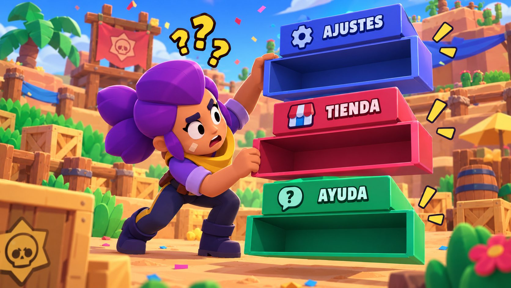Personaje de Brawl Stars buscando una casilla de codigo que no existe