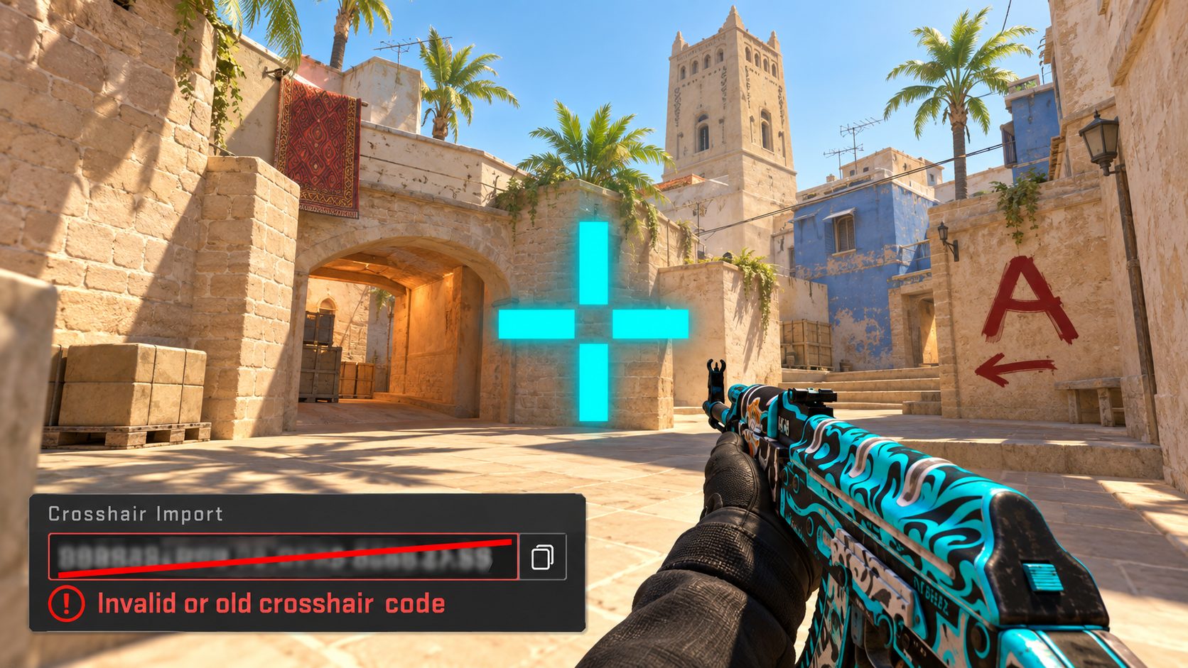 Mira de cruz de CS2 y aviso Invalid or old crosshair code al importar un código viejo