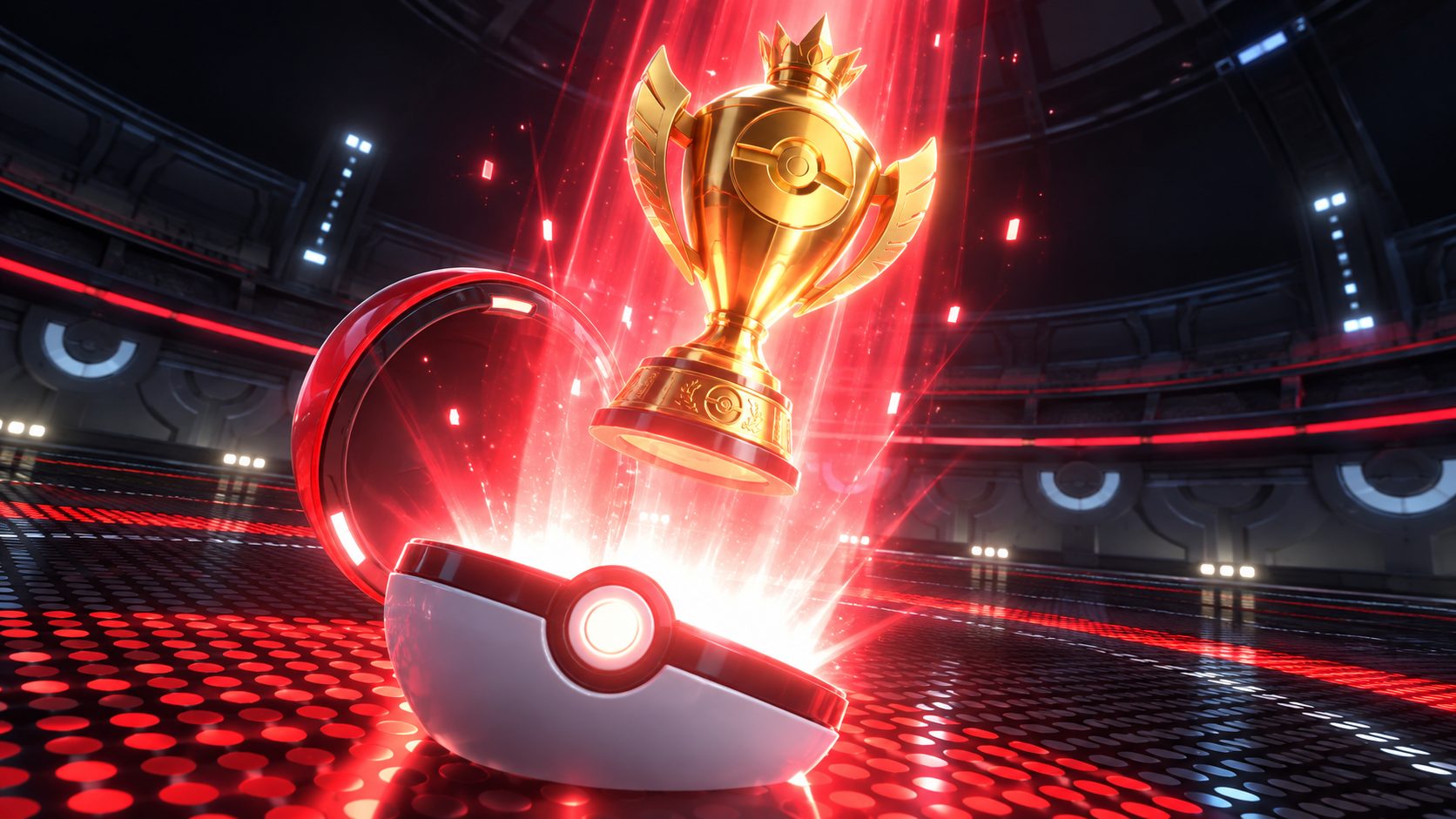 Archaludon saliendo de una Poké Ball en un estadio de Pokémon Champions