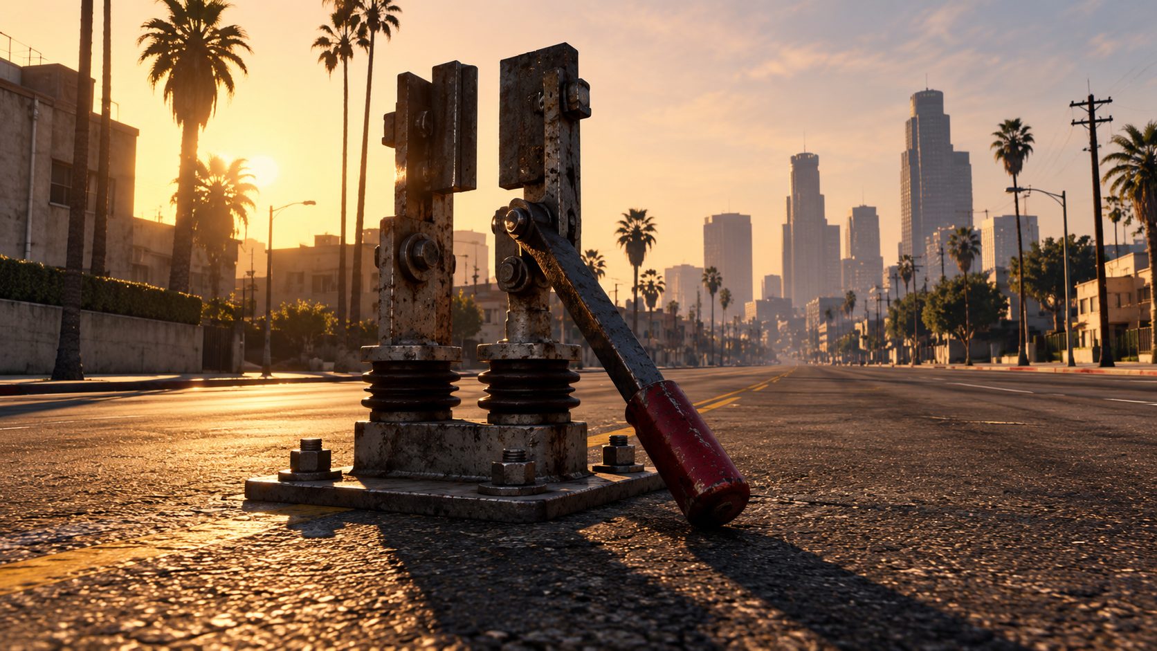 Interruptor industrial apagado en una calle de Los Santos en GTA 5