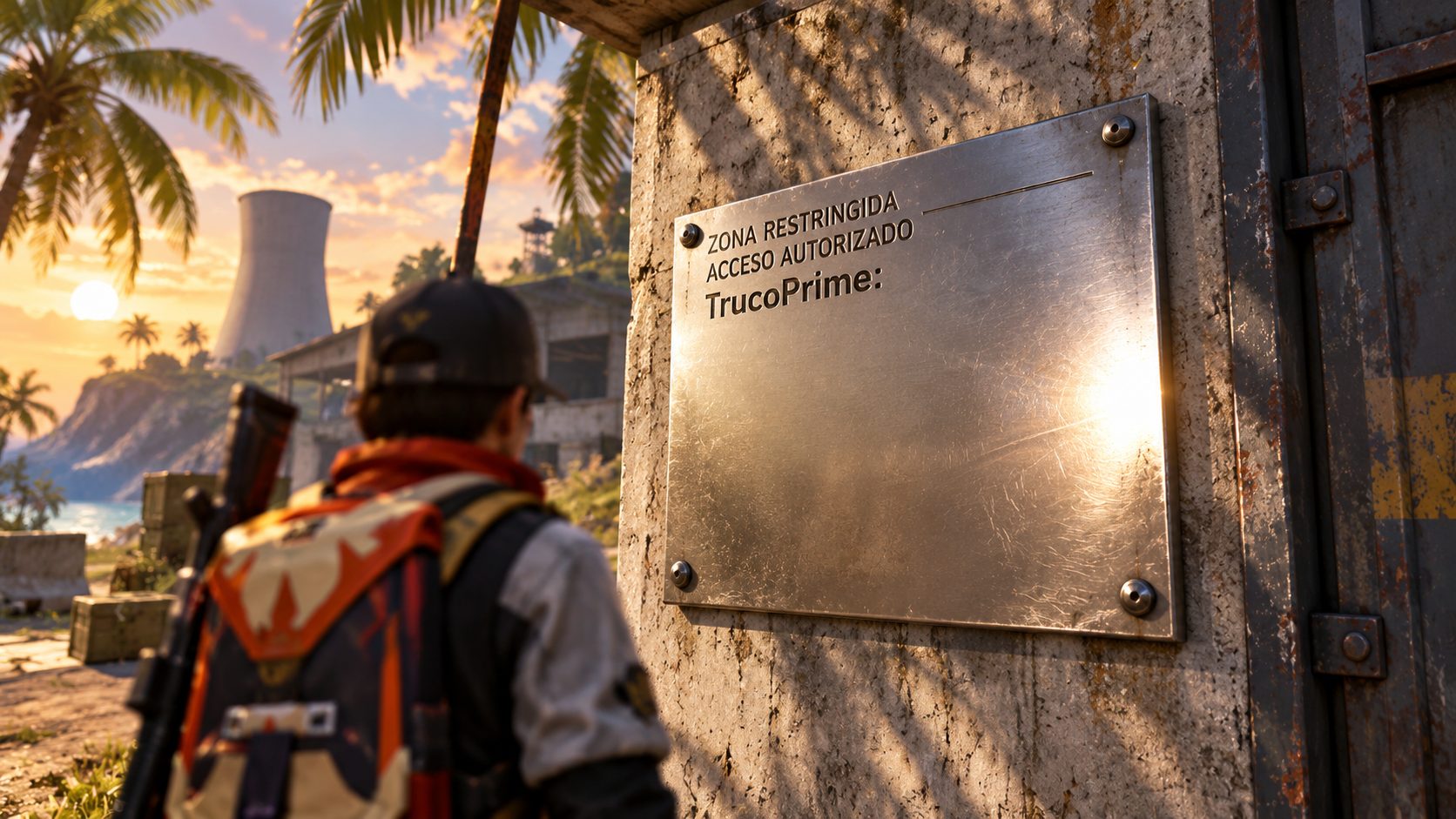 Placa metálica junto a una puerta con el grabado cortado tras dos puntos y el resto vacío