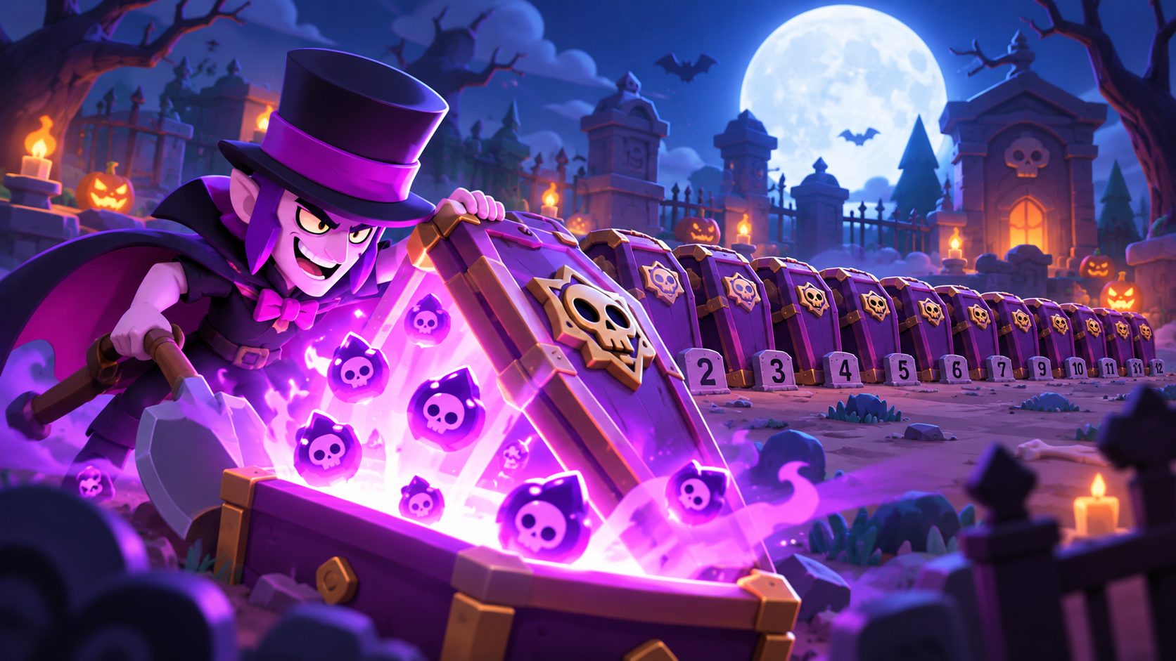 Mortis abre un ataúd brillante en el evento Scary Coffins de Brawl Stars