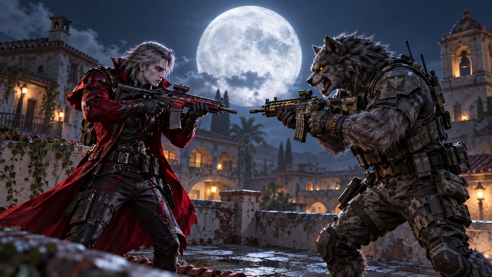 Un vampiro y un hombre lobo se enfrentan bajo la luna llena en el Halloween de COD Mobile