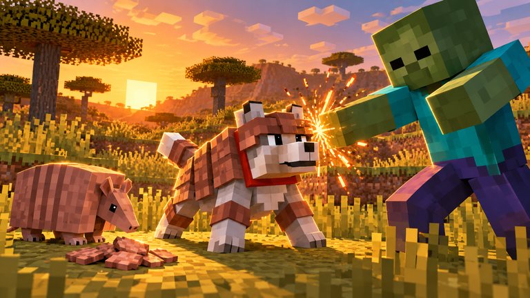 La armadura de armadillo de Minecraft blinda a tu lobo así