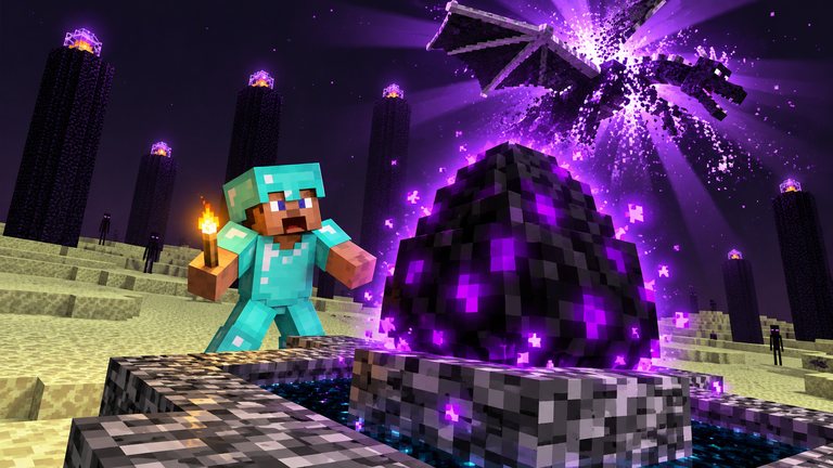 Minecraft te deja coger el huevo de dragón con un pistón