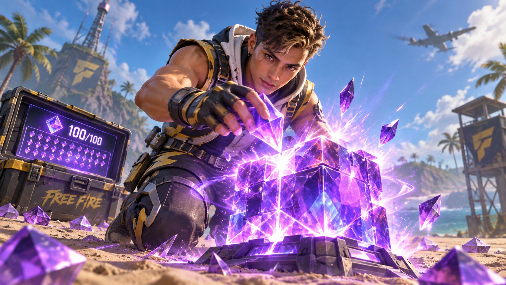 Jugador de Free Fire completa un Cubo Mágico con fragmentos brillantes