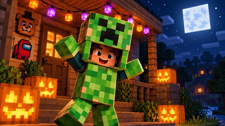 Disfraces de Halloween de Minecraft, FNAF y Among Us en casa