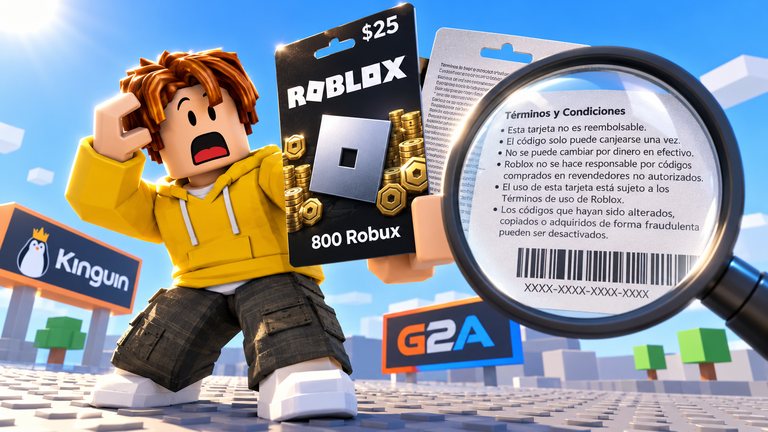 Kinguin y G2A venden Robux de Roblox con letra pequeña