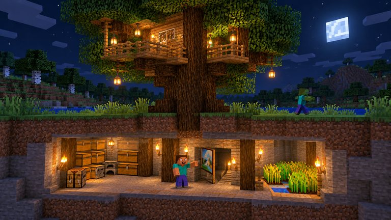 Casa subterránea en Minecraft con una entrada que nadie ve
