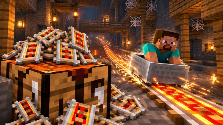 Minecraft te da 16 rieles de golpe con esta receta