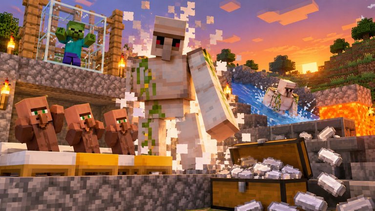 La granja de hierro de Minecraft va con 3 aldeanos y esto