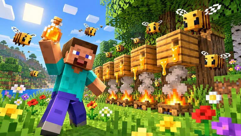 Minecraft: granja de miel con abejas que no te pican