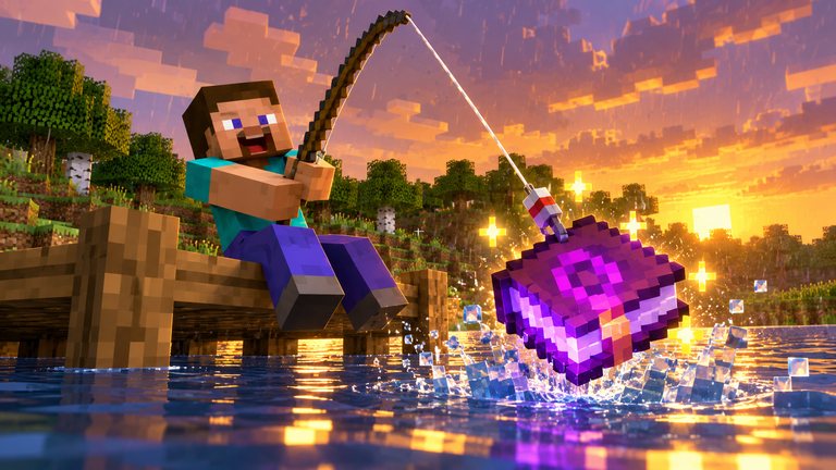 Pescar en Minecraft te da libros encantados si haces esto