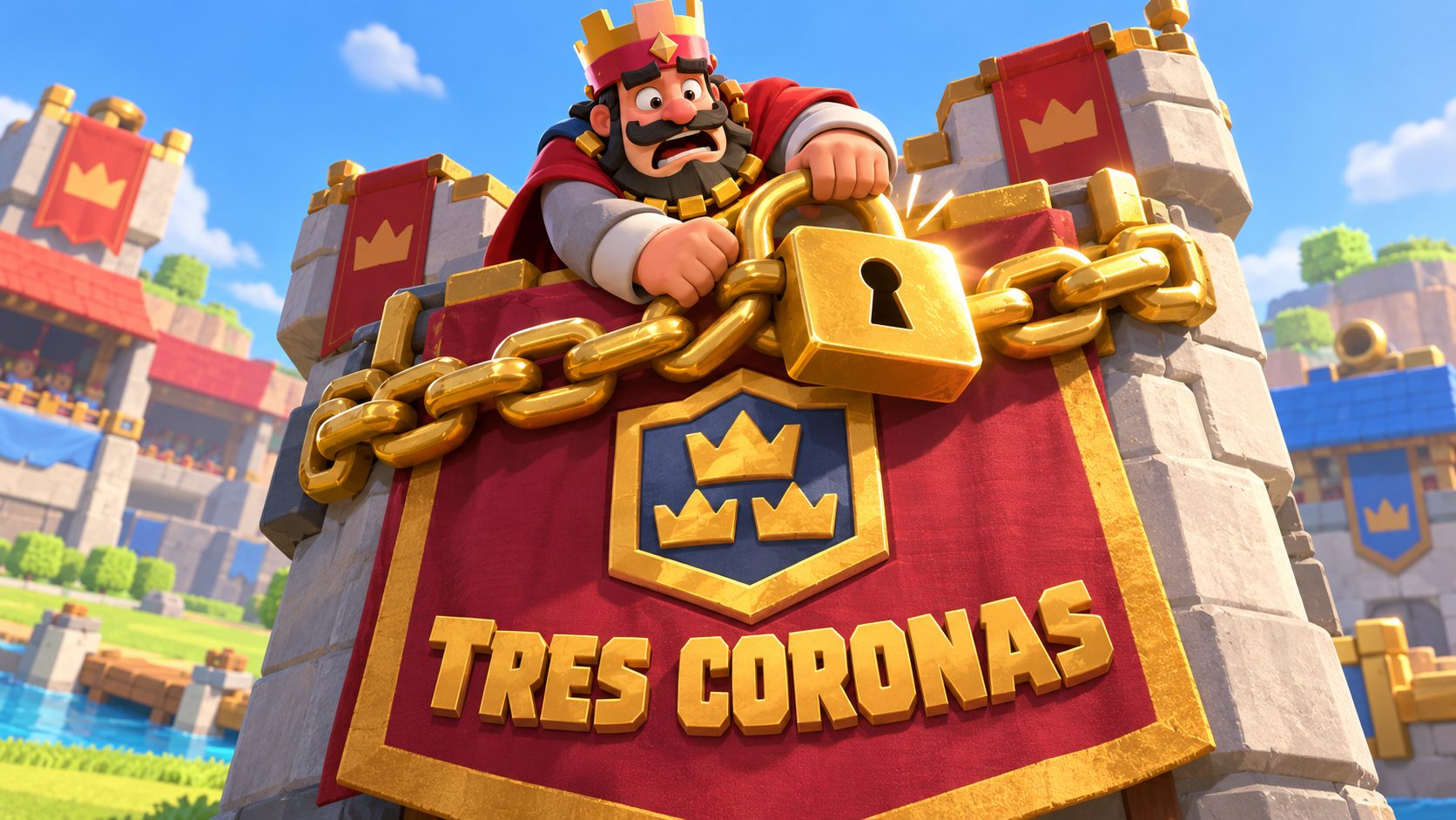 El Rey de Clash Royale cierra con un candado gigante el estandarte del clan Tres Coronas