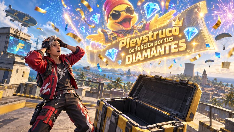 Pleystruco te felicita por tus diamantes de Free Fire