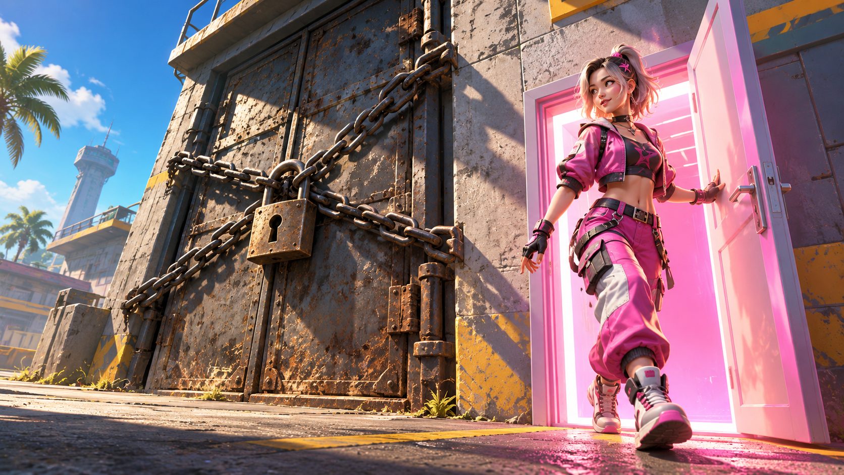 Machika de Free Fire estrena Instagram: puerta vieja cerrada con cadenas y puerta nueva abierta en el mundo de Free Fire