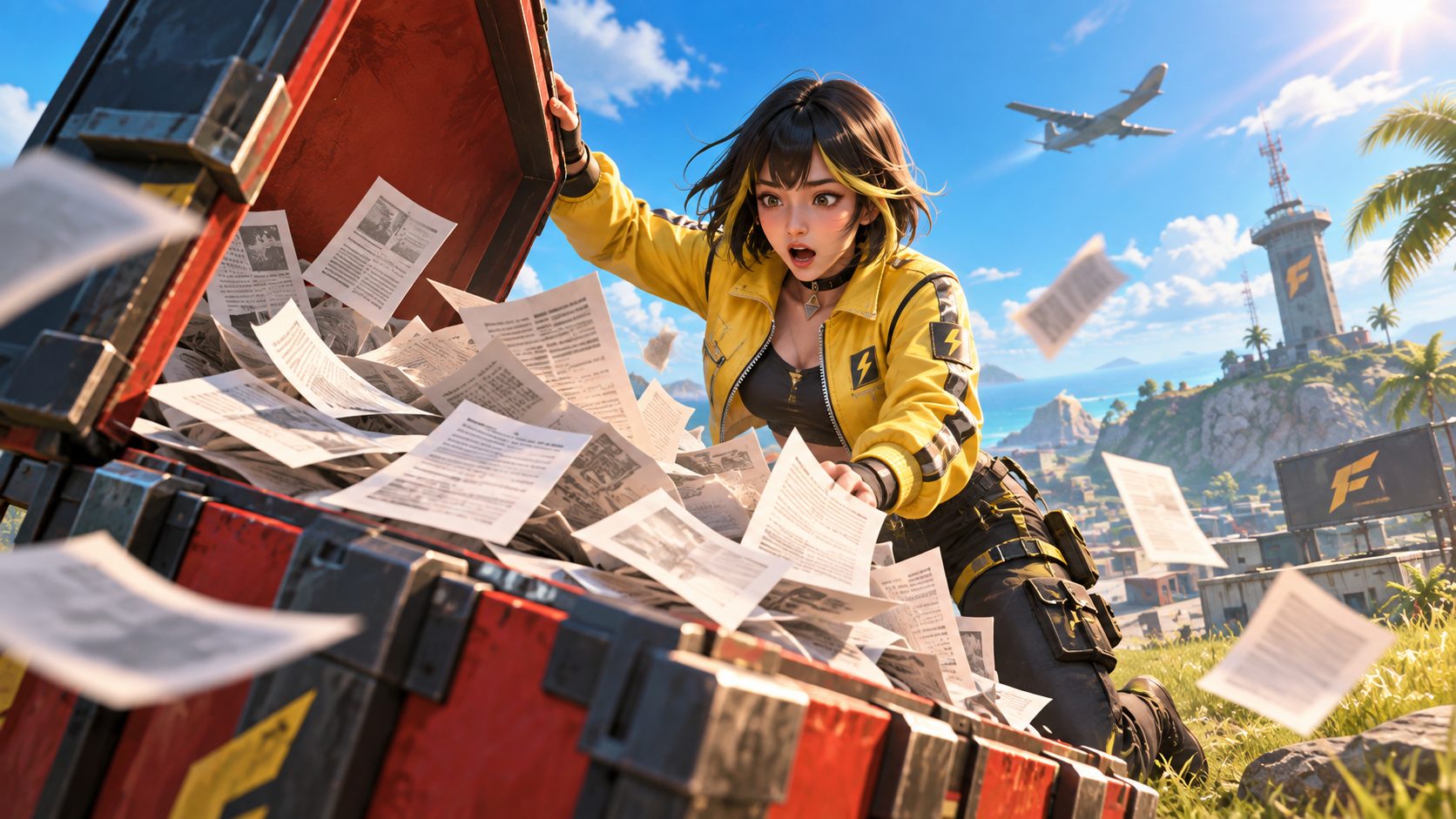 Superviviente de Free Fire abre una caja de suministros llena de papeles y sin diamantes