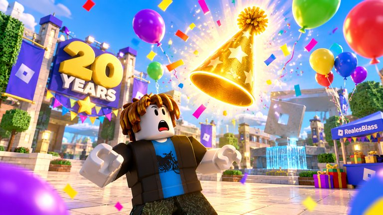 RealesBlass te trae el gorro de los 20 años de Roblox