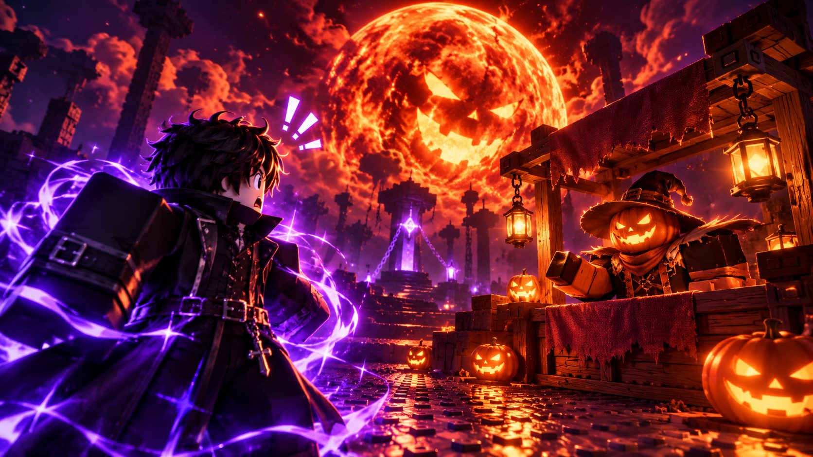 Jack The Pumpkin bajo la Pumpkin Moon en Sol's RNG de Roblox