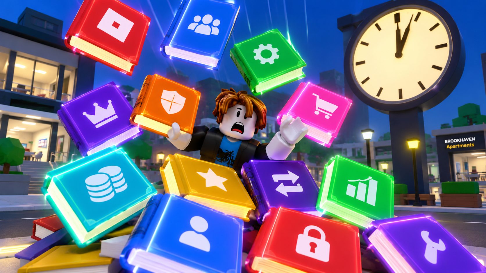 Avatar de Roblox sepultado por trece guías gigantes a medianoche