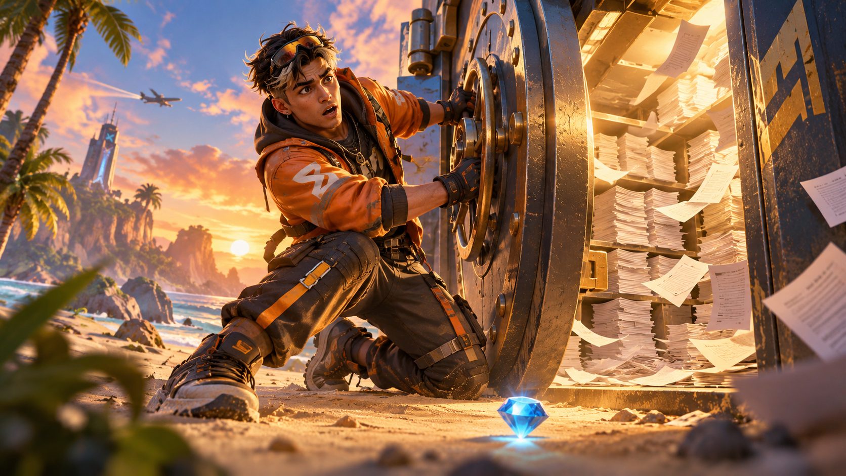 Jugador de Free Fire abre una cámara acorazada llena de páginas en vez de diamantes
